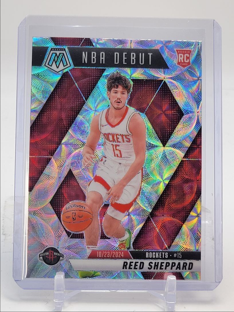 REED SHEPPARD 2024-25 MOSAIC NBA DEBUT ROOKIE INTERNATIONAL ROCKETS RC Q3185