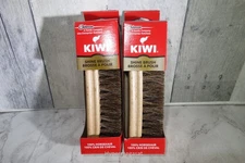 2 Pack Lot KIWI Leather Shoe Boot SHINE BRUSH 100% Horsehair Bristle Wood Handle
