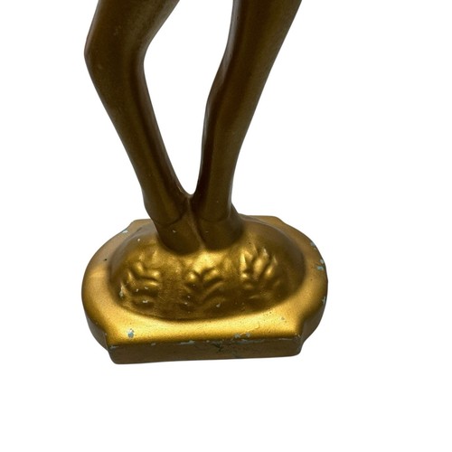 Set Of Deer Vintage Figurines Stature Art Deco Gold Color 12" MCM Deer Couple - Picture 5 of 14