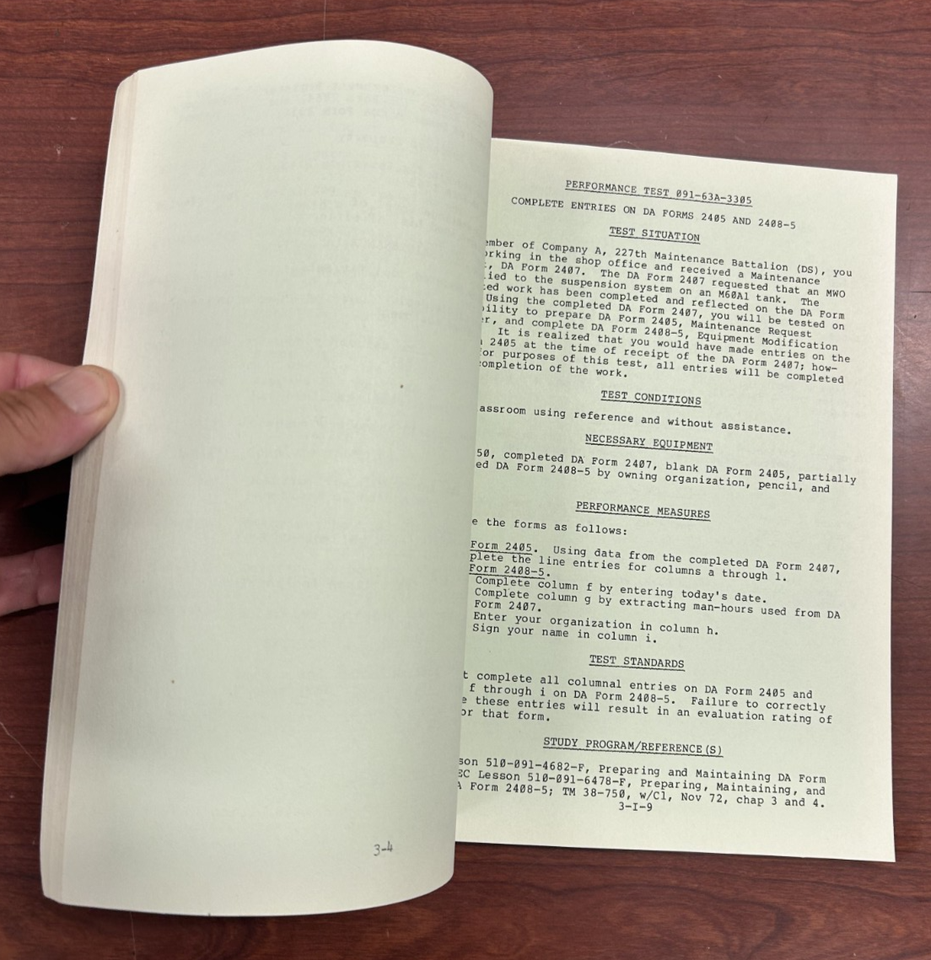 1977 MOS 63C TRACK VEHICLE MECHANIC, FM 9-63C3, Skill Level 3, Soldier ...