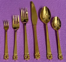 Stanley Roberts Gold Flatware Set - 61 pc - 8 Place Settings plus Serving Pieces