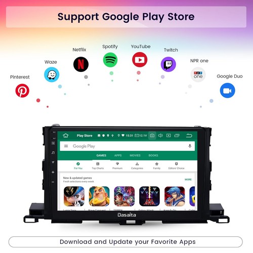 Dasaita 10.2" Android 11 Car Stereo CarPlay Android Auto Toyota Highlander 15-18 - Picture 5 of 6