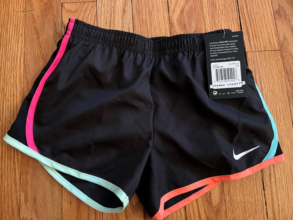 NUEVO Nike Niñas Dri-Fit Correr Atlético Forrado Pantalones Cortos Negro Neón Talla 6 X 6X Foto 3 de 3