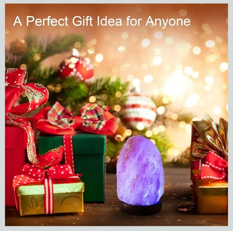 Lámpara de Sal Rosa Luz LED Multicolor 4" H x 3" D Cristal Natural Roca Foto 2 de 4