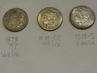 1878 Morgan Silver Dollar Lot - S, CC, P - 7 Tail Feathers - VF&XF