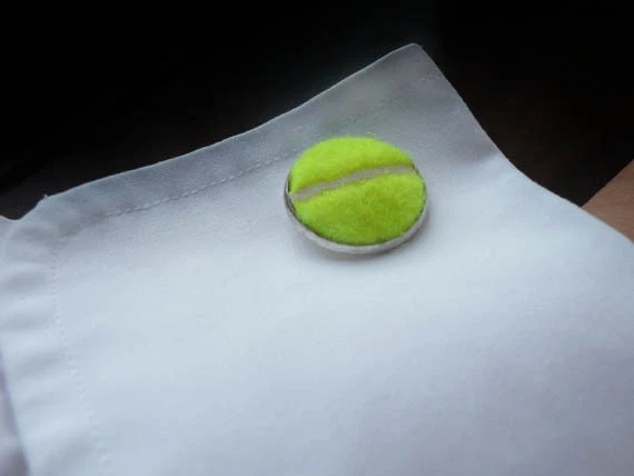 Запонки для настоящих теннисных мячей - желтые или розовые запонки ручной работы в наличии - Изображение 4 из 4