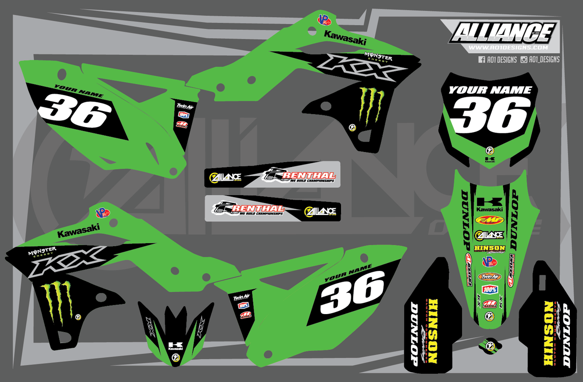 Graphics Kit for Kawasaki KX250F (2013-2016) KX 250F SX