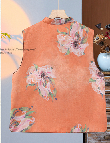 Women Chinese Style Vest Casual buckle Sleeveless Floral Jacket print Waistcoat - Picture 15 of 18