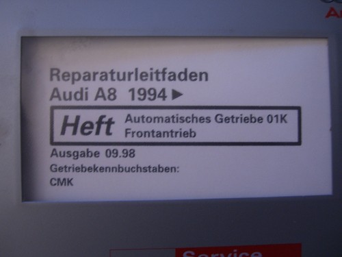 Audi A8 2,8L 128KW 05.1994-03.1996 Reparaturleitfaden Aut.Getriebe 01K /Gkb CMK