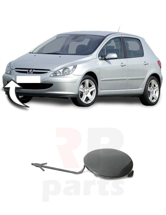 Cache De Traction Pour Barre Avant Peugeot 307, 307CC, 307SW, 307CROSS - ABS Noir, Référence 7414NR - 8