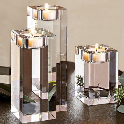 Cylinder Crystal Vase Wedding Centerpieces Tea Light Candle Holder