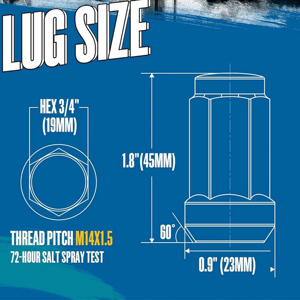 24 piezas tuercas 14x1,5 1,8" de alto para Chevy GMC Silverado Sierra 1500 Foto 3 de 4