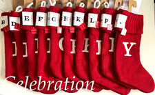 New Wondershop Initial Monogram Knit 19" Christmas Stocking Red Letters