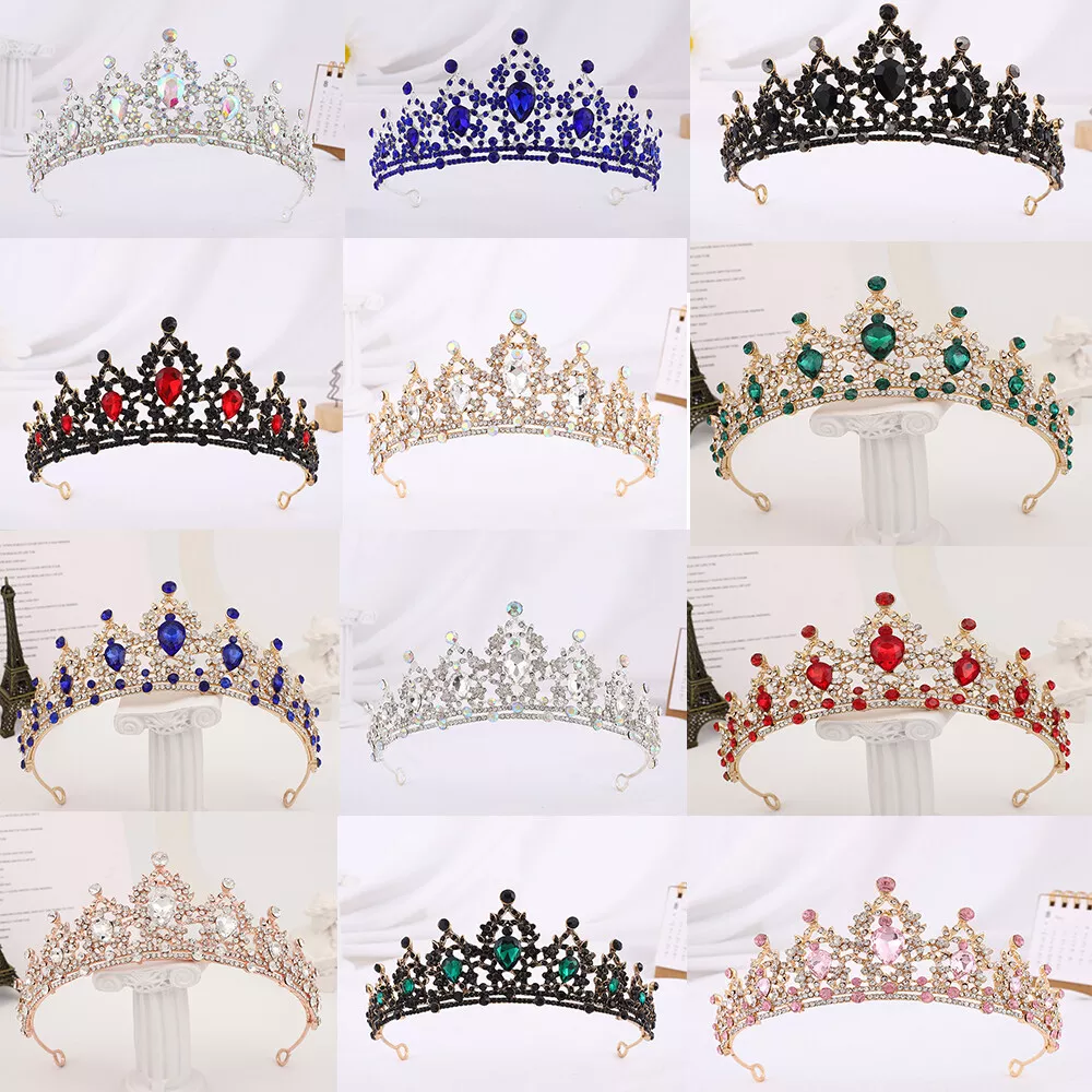 Colorful Quinceanera Crowns Crystal Wedding Hair Tiara Banquet