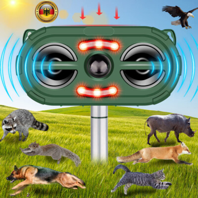 Solar Powered Ultrasonic Animal Repeller Outdoor Cat Dog Sound Repellent