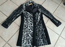 BIBA Damen long Jacke Wollmantel schwarz Mantel Leopard Gr: 38