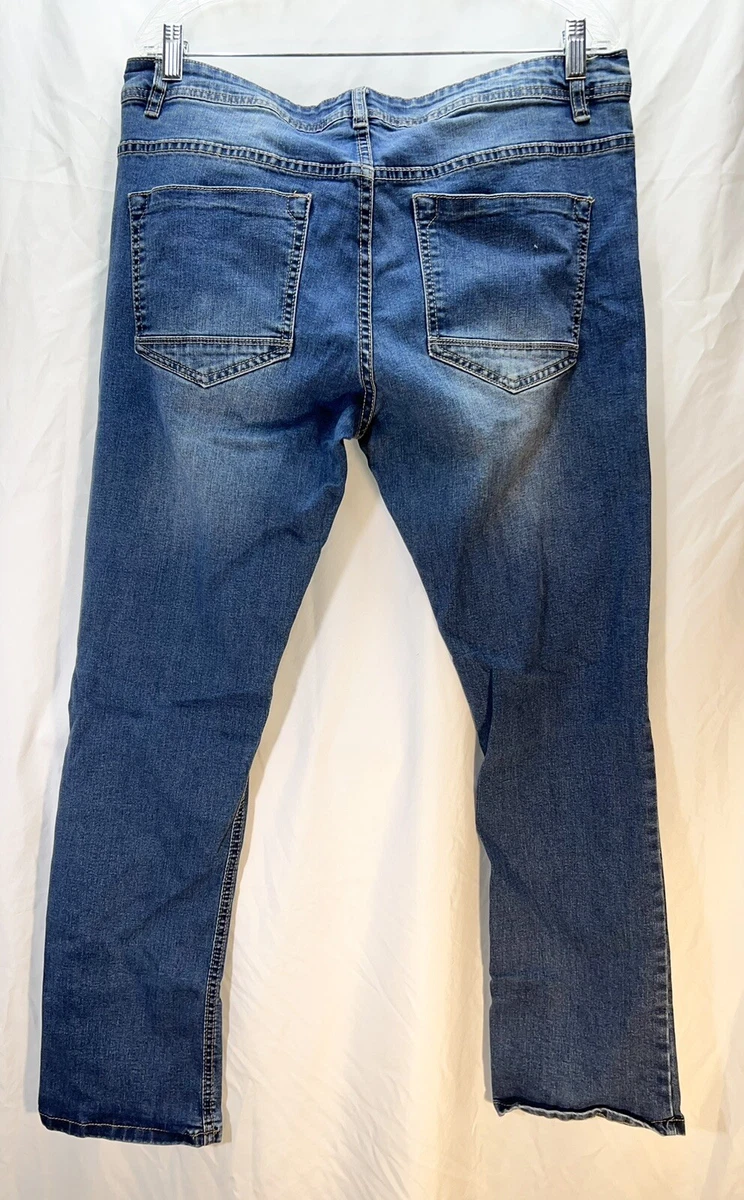 PD C Jeans Slim Straight Mens Sz 34x30 Blue Cotton Blend Faded
