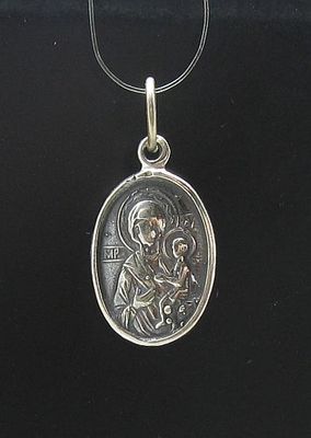 Sterling Silver Pendant Solid 925 Mother of God PE000640 Empress Handmade New