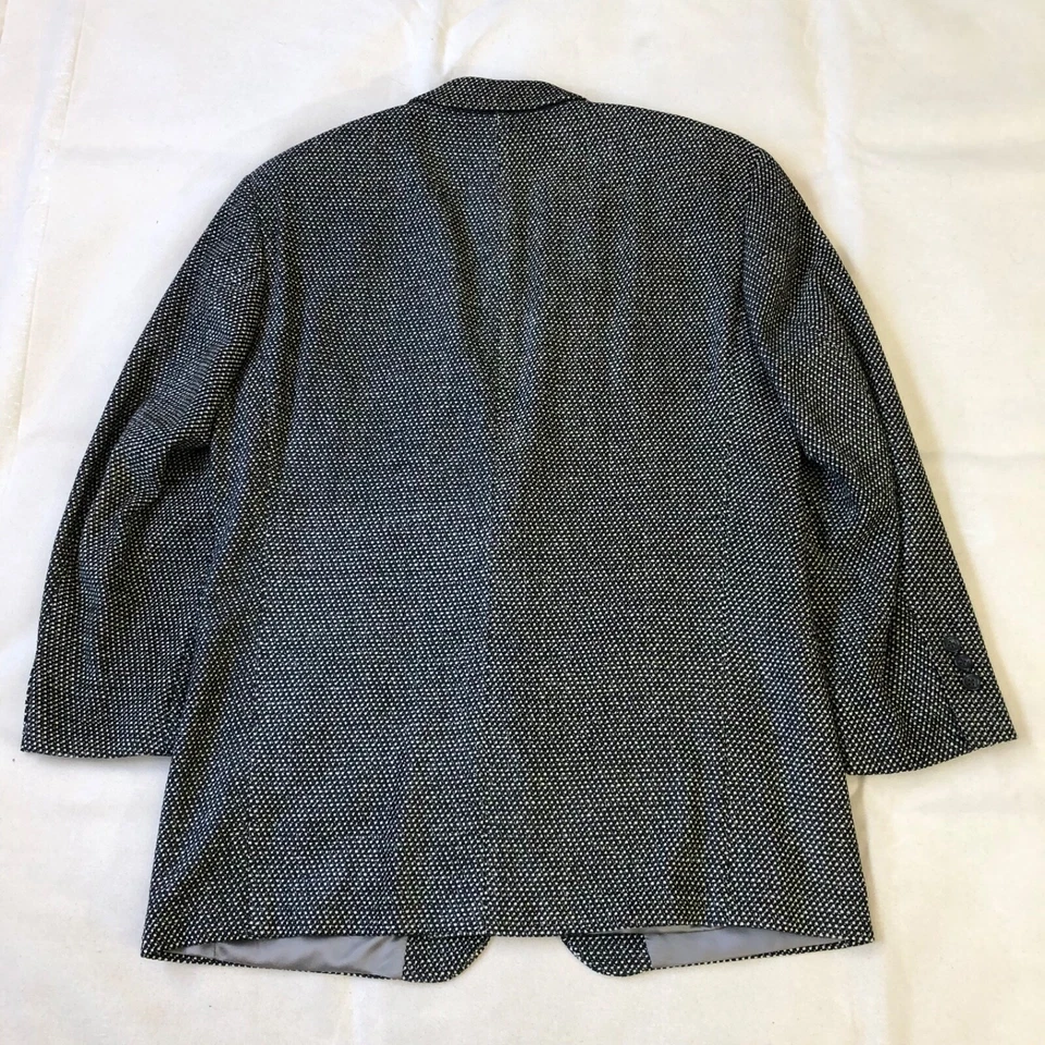 Hugo Boss 美国复古 Galilei 聚羊毛鸟眼西装外套黑色白色完好 — 第 2/4 张图片