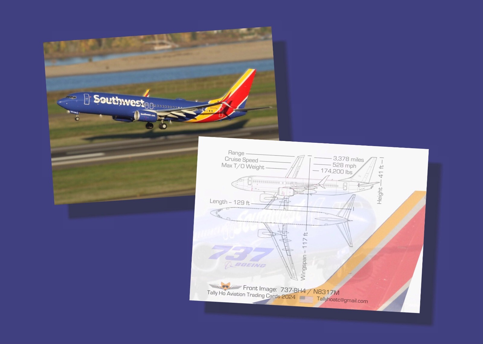 Southwest Airlines 737 Set #1 - 65 Airplane Trading Cards - 2.5"x 3.5"