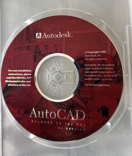 AutoCad Autodesk Release 13 for PCs C3 version install disc Engineering Graphics