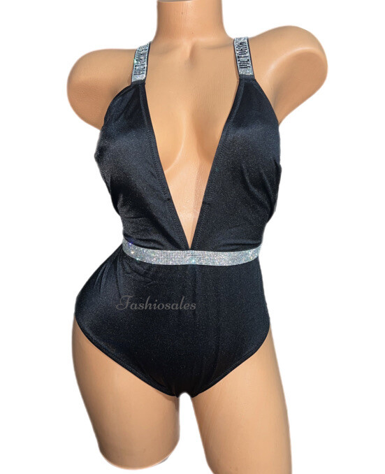 Victorias Secret Swim Bling Shine Strap Plunge One-Piece Victorias Secret Swim Bling Shine Strap Plunge One-Piece