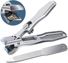 2024 Upgrade Nail Clippers for Men Thick Nails - DRMODE Large Wide Jaw Silver 