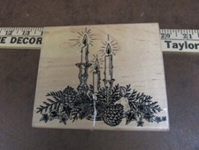 3 Candle Christmas To From Holidays Gift Tags Rubber Stamp