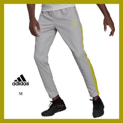 NWT Adidas Tiro 21 Men s Athletic Bottoms Jogger Track Pants, Gray Yellow Sz Med