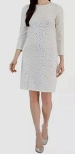 Anne Klein Women's White Studded 3/4 Sleeve Sweater Dress Size XS
