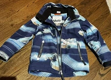Molo Kids Blue Car Print Ski Jacket - Size 116 (6-7Y)