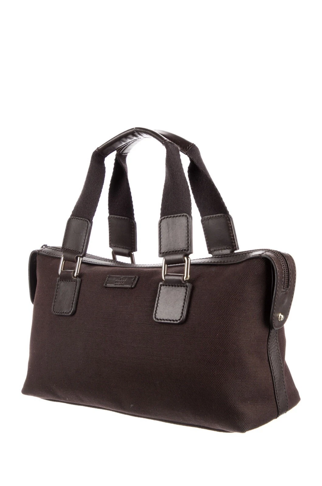 Borsa GUCCI Small Boston donna tela pelle marrone borsetta autentica