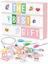 Pink Cinema Light Box w/ 312 Letters & Emojis - LED Sign for Home Decor