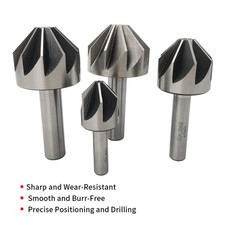 3-Piece 6-Flute 90° Countersink End Mill Set 20/22/25 mm Straight Shank Chamfer