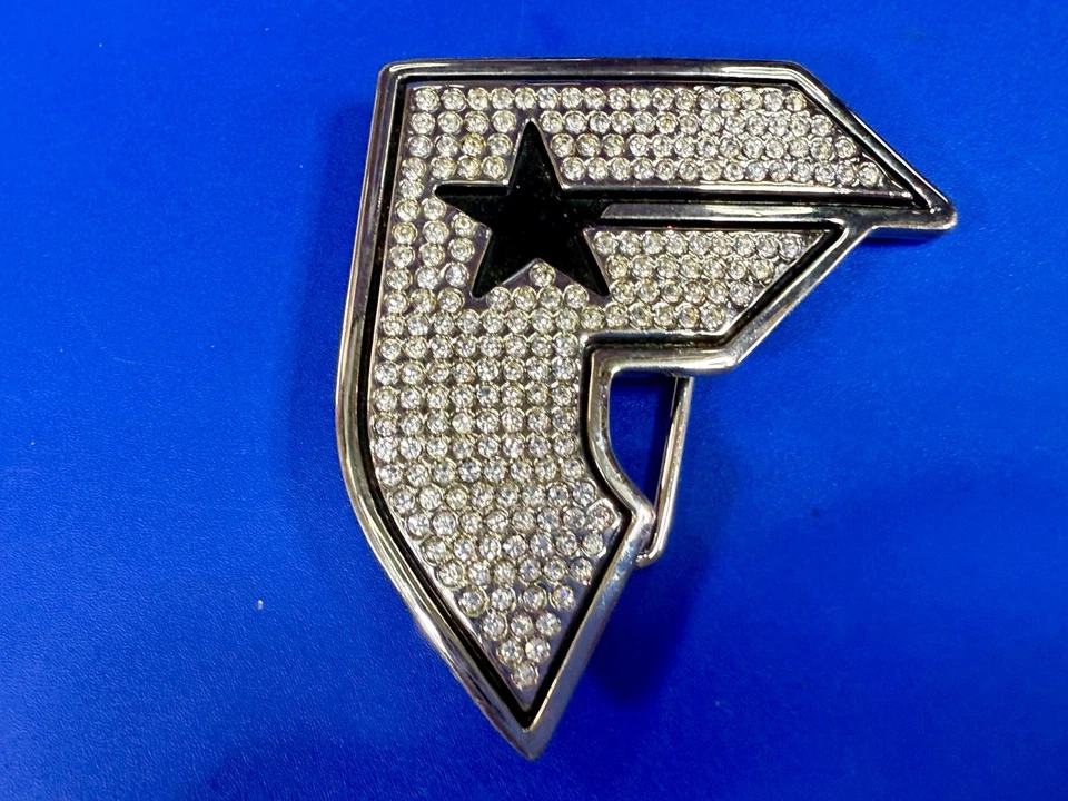 Famosa estrella y correas inicial logotipo F estrás color plata hebilla de cinturón de metal Foto 3 de 4