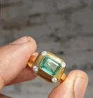 3Ct Emerald Cut Lab Created Green Emerald Her Wedding Ring 14k White Gold Plated