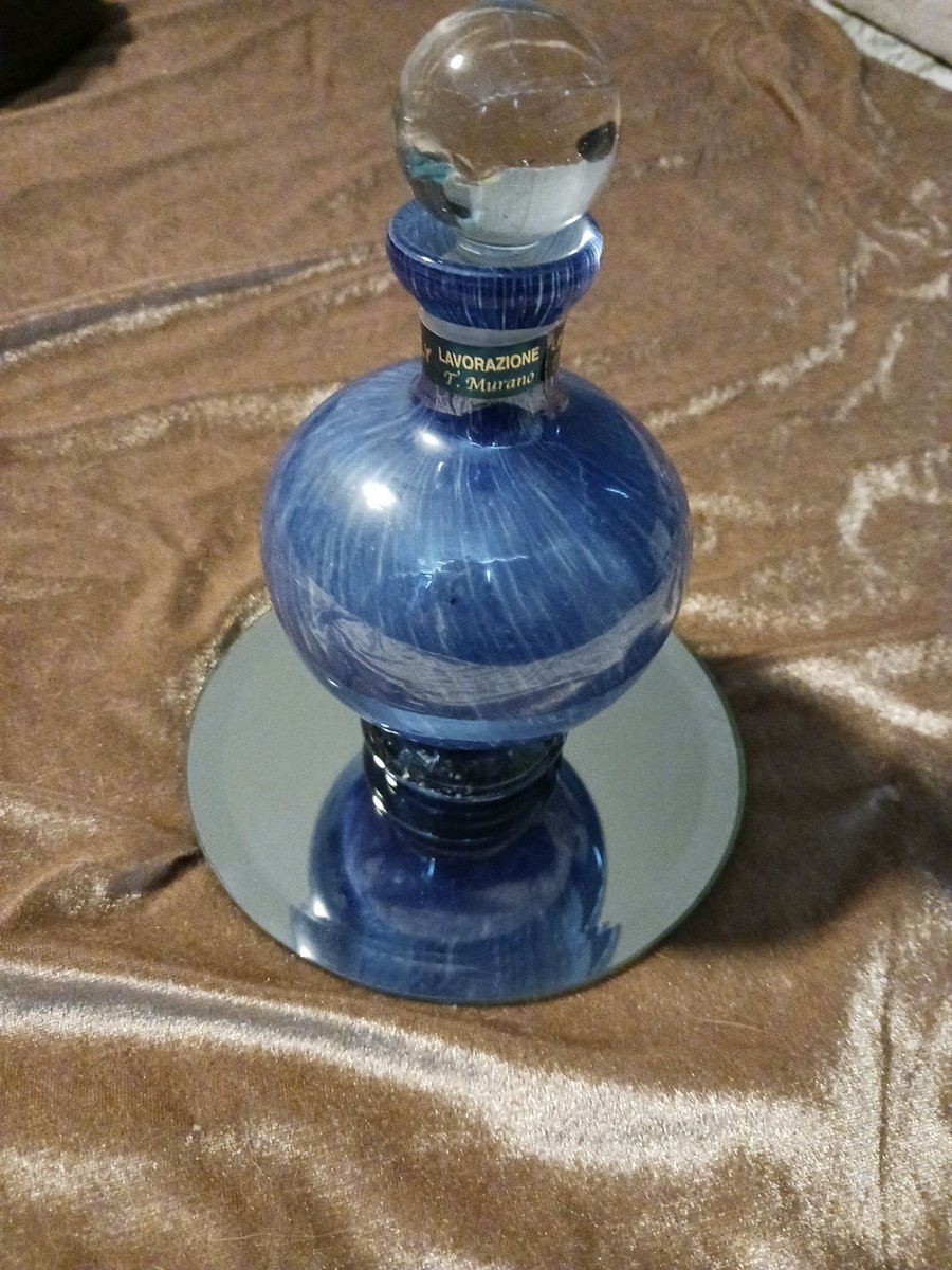 Lavorazione T Murano Blown Art Glass Italy Bottle With Lavorazione T Murano Blown Art Glass Italy Bottle With
