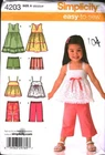 4203 Vintage Simplicity Sewing Pattern Girls Dress Top Pants Shorts Toddler 2