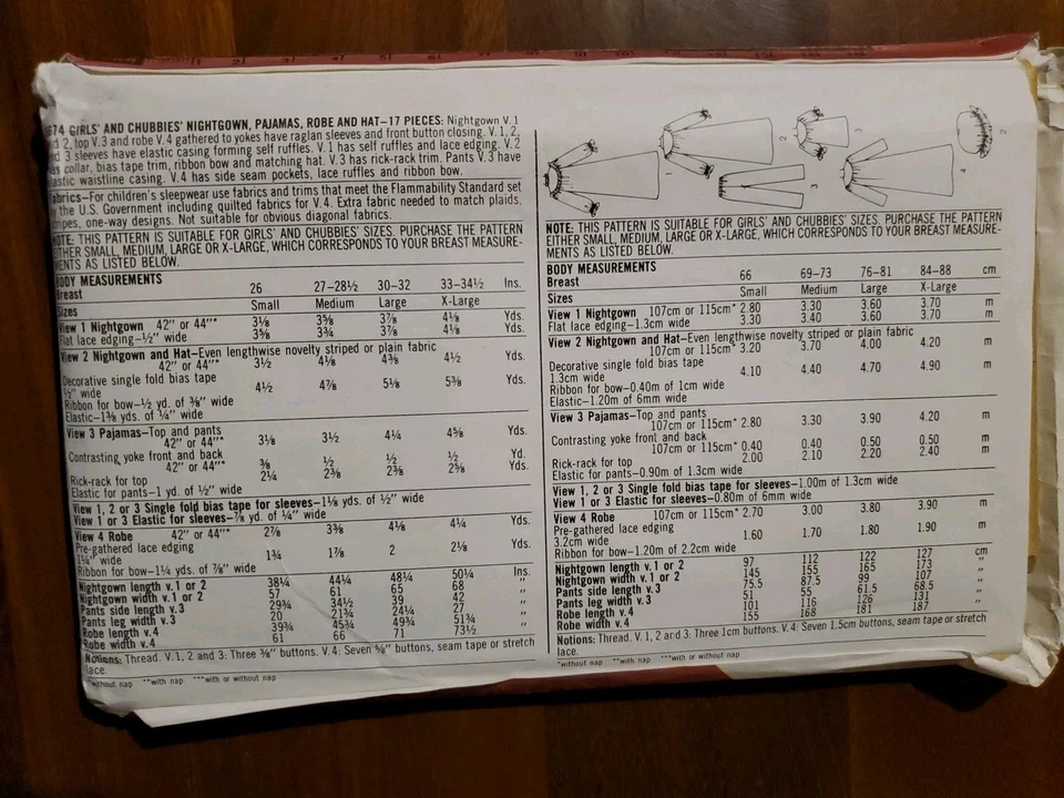 Robe Nightgown Pajamas Hat Girls Medium Simplicity 5674 Sewing Pattern Vtg FF - Image 2 of 3