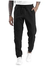  Men's Fleece Joggers Pants with Deep Pockets Athletic Large Fleece Lined-black