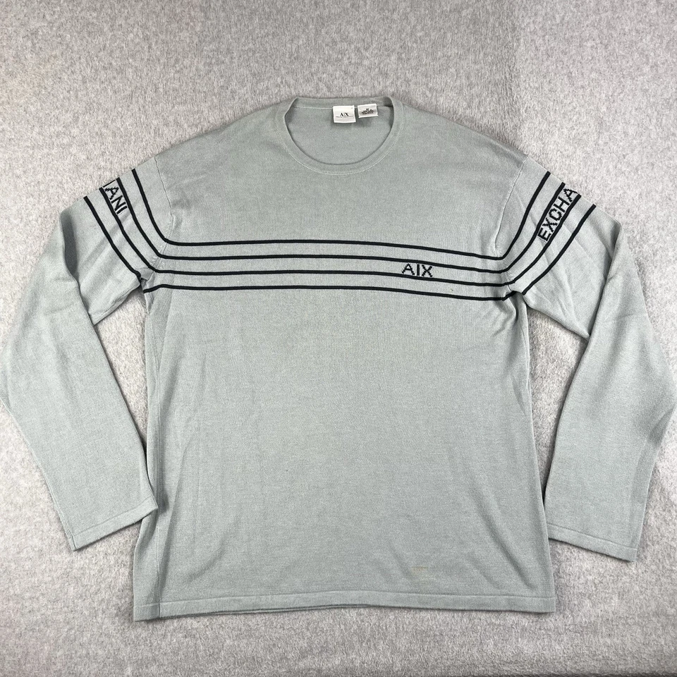 Vintage Armani Exchange Pullover Mens Medium Hong Kong Spellout Thermal Sweater - Image 2 of 4