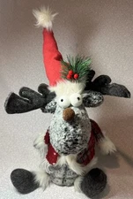 Gray Moose Sitter Christmas Plush 19”