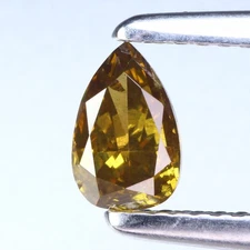 0.71 Ct Rare! Natural No Treated SI-1 Pear Fancy Deep Greenish yellow Diamond