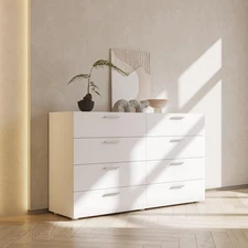 8 Drawer Double Dresser Chests Drawers Chest Organizer for Bedroom White Black