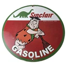 Vintage Sinclair Gasoline Sign - Flintstones Cave Man Porcelain Gas Pump Sign