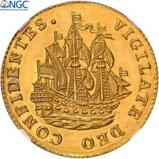 [#909996] Province of Holland, 6 Stuivers, 1759, Dordrecht, Gold, NGC, MS62, Del