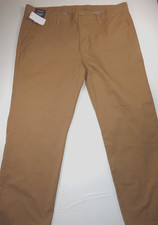 ROUNDTREE  YORKE Dark Khaki Stretch Flat Front The Perfect Chino Pants 38x28