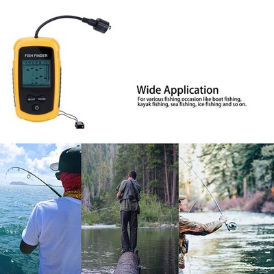 Portable Sonar Fish Finder HandHeld Depth Finder Alarm Sensor Detector Fishi SET
