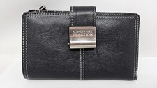 Kenneth Cole Reaction Wallet Black Leather Snap Closure Bifold ID Window