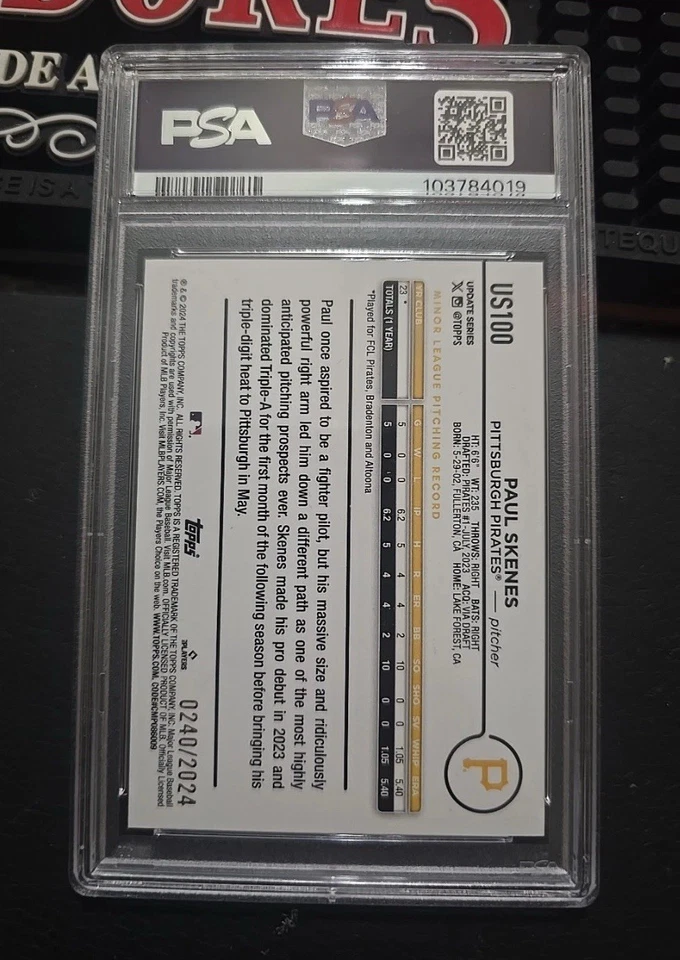 Pittsburgh Pirates Fan Gift 2024 Topps Paul Skenes Gold /2024 PSA & 79 WS Ticket - Image 3 of 4